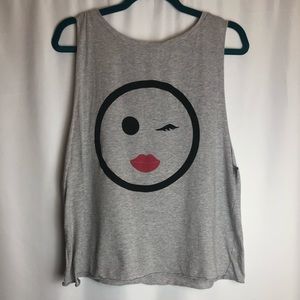 Gray winky face emi jay brand sleeveless shirt